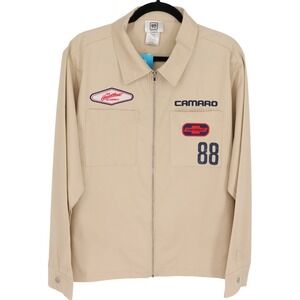 GM Official Camaro IROC Z Z28 Motorsport Racing Fan Jacket Mens Size M Camel Tan